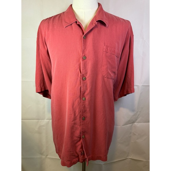 Tommy Bahama Other - Tommy Bahama Mens Salmon/Red Waffle Weave Short Sleeve Camp Shirt XXL
